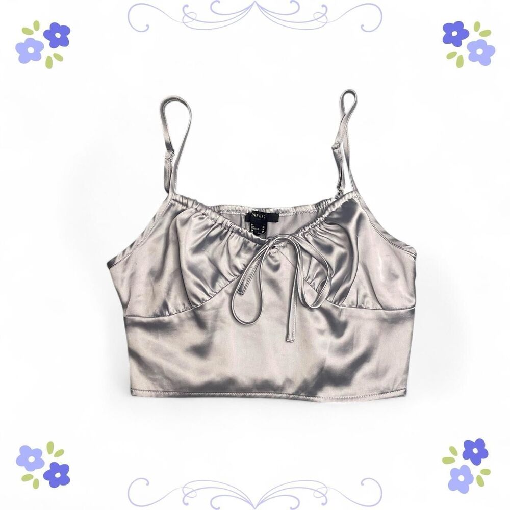 Light Blue Satin Ruched Crop Top Forever 21